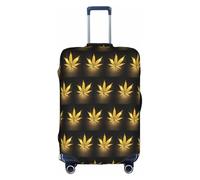 HKHLHLH Copertura elastica per valigie con stampa cannabis dorata con cerniere laterali invisibili per proteggere i bagagli dai graffi della polvere, bianco, XL