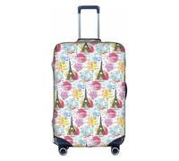 HKHLHLH Copertura elastica per valigie con stampa della Tour Eiffel di Parigi francese, con cerniere invisibili laterali, protegge i bagagli da polvere e graffi, bianco, XL