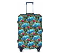 HKHLHLH Copertura elastica per valigie con stampa di delfini subacquei oceanici, con cerniere laterali invisibili per proteggere i bagagli da polvere e graffi, bianco, M