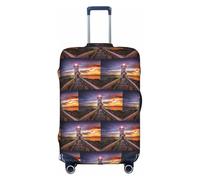 HKHLHLH Copertura elastica per valigie con stampa di faro con cerniere laterali invisibili per proteggere i bagagli da polvere e graffi, bianco, XL