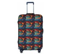 HKHLHLH Copertura elastica per valigie con stampa di fenici arancioni e rosse con cerniere invisibili laterali, protegge i bagagli da polvere e graffi, bianco, M