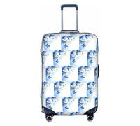 HKHLHLH Copertura elastica per valigie con stampa di fiori e farfalle con cerniere laterali invisibili per proteggere i bagagli dai graffi della polvere, bianco, S