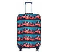 HKHLHLH Copertura elastica per valigie con stampa di palme e tramonto con cerniere laterali invisibili per proteggere i bagagli da polvere e graffi, bianco, M