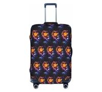 HKHLHLH Copertura elastica per valigie con stampa di pianeti con cerniere laterali invisibili per proteggere i bagagli dai graffi della polvere, bianco, L