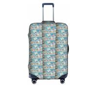 HKHLHLH Copertura elastica per valigie con stampa di stelle marine e faro e spiaggia con cerniere laterali invisibili per proteggere i bagagli da polvere e graffi, bianco, XL