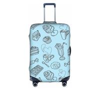 HKHLHLH Copertura elastica per valigie con stampa di tè pomeridiano nero con cerniere laterali invisibili per proteggere i bagagli dai graffi della polvere, bianco, S