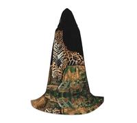 HKHLHLH Costume da strega africana leopardo su roccia strega vampiro mago mantello con cappuccio per adolescenti ballo in maschera festa di Halloween Cosplay
