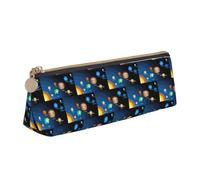 HKHLHLH Custodia in pelle con stampa del sistema solare dello spazio esterno con cerniera portapenne pratico astuccio per bambini per scuola ufficio, bianco, Taglia unica, Astuccio per trucchi