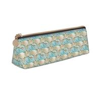 HKHLHLH Custodia in pelle per pupilla con stampa blu oceano, mare, spiaggia, conchiglie, stella marina, astuccio pratico portapenne per bambini, scuola e ufficio, bianco, Taglia unica, Astuccio per