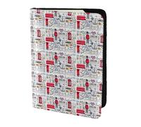 HKHLHLH Custodia porta passaporto con stampa I Love London da 14,9 cm, con organizer per documenti e carte di credito, per viaggi, Nero , Taglia unica
