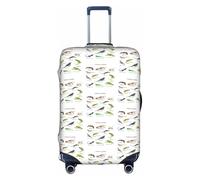 HKHLHLH Diversi tipi di copertura elastica della valigia di stampa della lucertola con le cerniere invisibili laterali della stampa protegge i bagagli dai graffi della polvere, bianco, XL