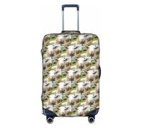 HKHLHLH Divertente copertura elastica per valigia con stampa di pecore birichine con stampa di animali con cerniere laterali invisibili per proteggere i bagagli da polvere graffi, bianco, L