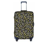 HKHLHLH Divertente copertura elastica per valigie con stampa di racchette da tennis e palline da tennis con cerniere laterali invisibili per proteggere i bagagli da polvere e graffi, bianco, L