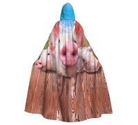 HKHLHLH Divertente mantello lungo unisex con cappuccio a forma di maiale, per Halloween, costume con cappuccio, mantello in maschera