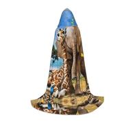 HKHLHLH Elefante e giraffa strega vampiro mago costume mantello con cappuccio per adolescenti ballo in maschera Halloween festa cosplay