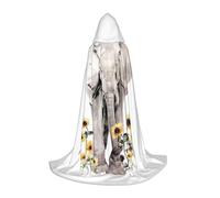HKHLHLH Elefante e Girasole Strega Vampiro Mago Costume Mantello con Cappuccio per Adolescenti Masquerade Ball Halloween Party Cosplay