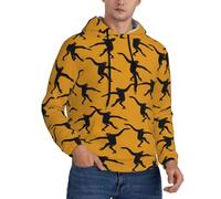 HKHLHLH Felpa con cappuccio da uomo con stampa scimmia Gibbon nera, vestibilità ampia, con coulisse, morbida felpa con cappuccio con tasca, Nero , L