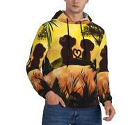 HKHLHLH Felpa con cappuccio da uomo con stampa scimmia, vestibilità ampia, con coulisse, morbida felpa con cappuccio con tasca, Nero , L