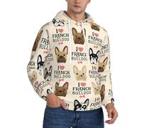 HKHLHLH Felpa invernale da uomo con cappuccio con bulldog francese, foderata in pile spesso, con tasca a marsupio, vestibilità comoda, felpa invernale, Nero , 3XL