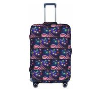 HKHLHLH Firework Bandiera Americana 4 luglio stampa elastica valigia copertura con stampa laterale cerniere invisibili protegge i bagagli da polvere graffi, bianco, M