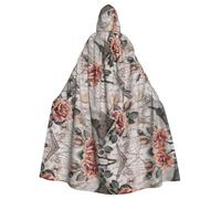 HKHLHLH Flower Paris Eiffel Tower - Mantello lungo con cappuccio, unisex, per Halloween