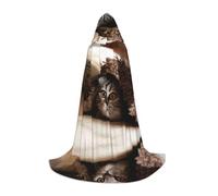 HKHLHLH Gatto sotto la coperta strega vampiro mago costume mantello con cappuccio per adolescenti ballo in maschera Halloween festa cosplay