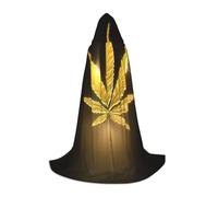 HKHLHLH Golden Cannabis Witch Vampire Wizard Costume Mantello con Cappuccio per Adolescenti Masquerade Ball Halloween Party Cosplay