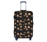 HKHLHLH Graziosa copertura elastica per valigie con stampa di gufi marroni, con cerniere laterali invisibili, protegge i bagagli dai graffi della polvere, bianco, L