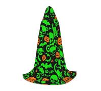 HKHLHLH Green Ghost Horror Halloween zucca strega vampiro mago costume con cappuccio mantello per adolescenti ballo in maschera Halloween festa cosplay