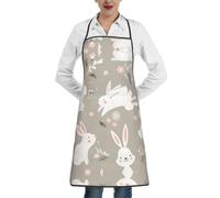 HKHLHLH Grembiule da cucina unisex con coniglietto pasquale, con stampa alla moda, con grande tasca, lavabile in lavatrice, per cuocere al forno, disegno, barbecue