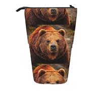 HKHLHLH Grizzly - Astuccio portapenne telescopico con supporto verticale a forma di orsetto, per ragazze, ragazzi e studenti, Nero , Taglia unica, Organizer per borse