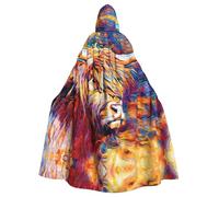 HKHLHLH Highland Cow, mantello lungo con cappuccio, unisex, per Halloween, costume con cappuccio