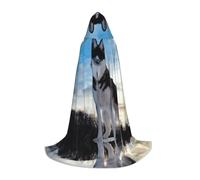 HKHLHLH Husky Dogs Witch Vampire Wizard Costume con cappuccio Mantello per adolescenti Masquerade Ball Halloween Party Cosplay
