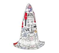 HKHLHLH I Love London Witch Vampire Wizard Costume Capo con cappuccio per adolescenti ballo in maschera Halloween festa Cosplay