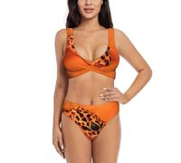 HKHLHLH Leopard Little Gecko elegante bikini da donna con incrocio frontale e design a U sul retro, per vacanze estive al mare, Nero , XL
