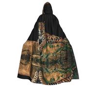 HKHLHLH Mantello lungo unisex con cappuccio leopardo africano sulla roccia per Halloween mantello con cappuccio mantello per costumi con cappuccio mantello in maschera