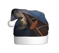 HKHLHLH Moonlit Canoa Allagash River Stampa Cappello di Natale Grande Per Capodanno Cerimonie Annuali Incontri Festivi Accessori