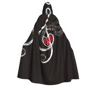 HKHLHLH Musica Simboli Amore Unisex Con Cappuccio Mantello Lungo Mantello Per Halloween Mantello Costumi Con Cappuccio Mantello Con Cappuccio Mascherata Dress Up