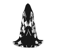 HKHLHLH Nero Bianco Formula Bandiere A Scacchi Modello Strega Vampiro Mago Costume Con Cappuccio Mantello Per Adolescenti Masquerade Ball Halloween Party Cosplay