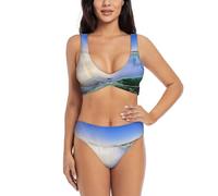 HKHLHLH Niagara Falls Elegante bikini da donna con incrocio frontale e design a U sul retro, per vacanze estive al mare, Nero , S