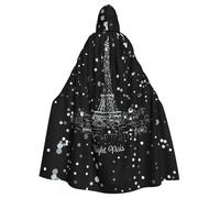 HKHLHLH Night Paris Eiffel Tower Unisex con cappuccio mantello lungo mantello per Halloween mantello costumi mantello con cappuccio mantello in maschera vestire