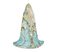 HKHLHLH Oceano Mare Spiaggia Conchiglie Stella Marina Blu Strega Vampiro Mago Costume Capo Con Cappuccio Per Adolescenti Masquerade Ball Halloween Party Cosplay