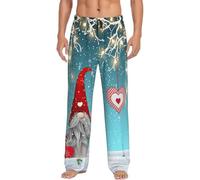 HKHLHLH Pantaloni da pigiama da uomo con gnomo tradizionale natalizio, pantaloni lunghi da uomo, morbidi, con tasche regolabili con coulisse, Nero , XXL