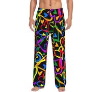HKHLHLH Pantaloni pigiama da uomo Gay Pride arcobaleno, pantaloni lunghi da uomo, morbidi, con tasche regolabili con coulisse, Nero , XXXL