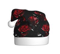 HKHLHLH Red Rose1 - Cappello natalizio con stampa di rose, ideale per Capodanno, cerimonie annuali, riunioni festive, accessori per feste