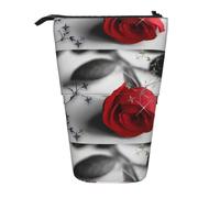 HKHLHLH Red Rose2 - Astuccio portapenne telescopico con supporto verticale, per cosmetici, per ragazze, ragazzi e studenti, Nero , Taglia unica, Organizer per borse