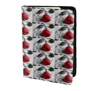 HKHLHLH Red Rose2 Stampa 5.5 Pollice Passaporto Titolare Caso con Documento Carta di Credito Organizzatore per Viaggi, Nero , Taglia unica