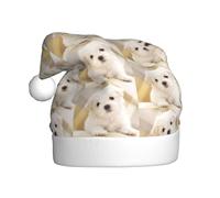 HKHLHLH Simpatico cappello di Natale con stampa di cucciolo maltese, ideale per Capodanno, cerimonie annuali, riunioni festive, accessori per feste