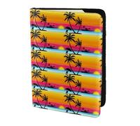 HKHLHLH Sunset Palm Tree Stampa 5.5 Pollice Porta Passaporto Caso con Documento Carta di Credito Organizer per Viaggi, Nero , Taglia unica