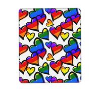 HKHLHLH Tappetino per mouse arcobaleno colorato con cuori gay pride con bordo cucito, tappetino per mouse per computer con base in gomma antiscivolo, tappetini per mouse per laptop